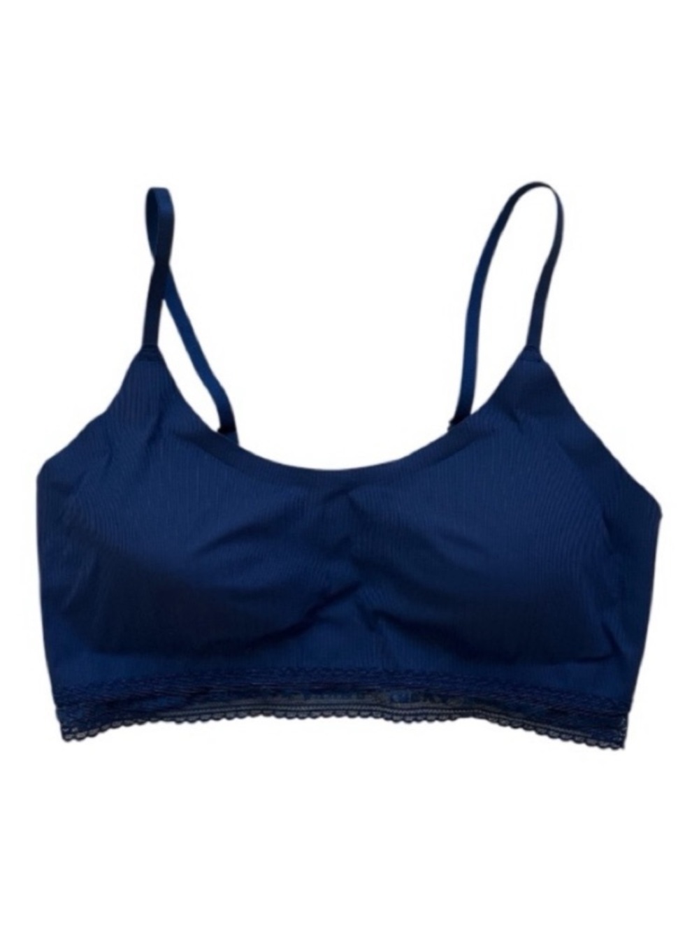Lucky Brand Blue Nylon Wireless Bralette size L Lace